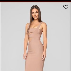 Tan/ taupe fashion nova bandage dress